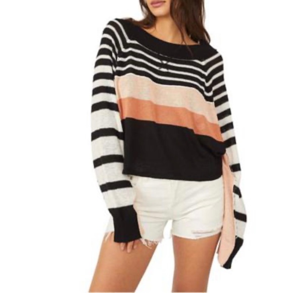 Free People Sweaters - NWT Free People Linen Blend Block Party Sweater size Large